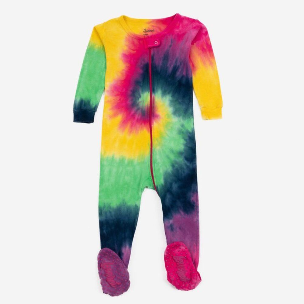 Leveret Footed Cotton Pajamas Tie Dye 2 Swirl 2